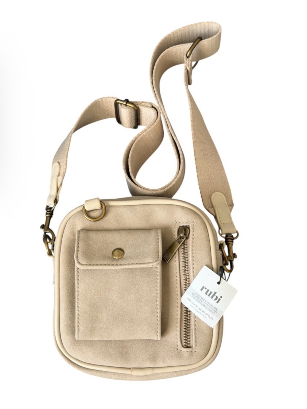 Rubi Recycled Cotton Mini Crossbody Bag Flesh Beige NWT